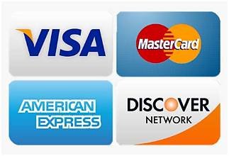 We accept Visa, Mastercard, American Express and Discover